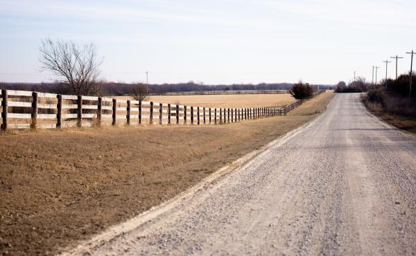 The gravel road leading to Debbie and Bill Scroggins' house, outside Wichita, Kan. The gravel road leading to Debbie and Bill Scroggins' house, outside Wichita, Kan.
