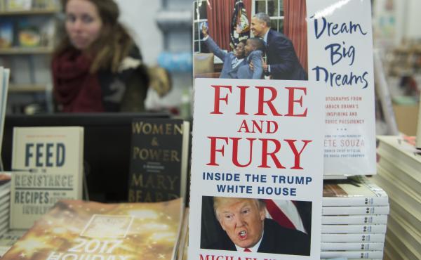 A copy of Fire and Fury sits on display at a bookstore in Washington, D.C., on Friday. The book was rushed into bookstores and onto e-book platforms because of demand and the threat of a lawsuit from President Trump. A copy of Fire and Fury sits on display at a bookstore in Washington, D.C., on Friday. The book was rushed into bookstores and onto e-book platforms because of demand and the threat of a lawsuit from President Trump.