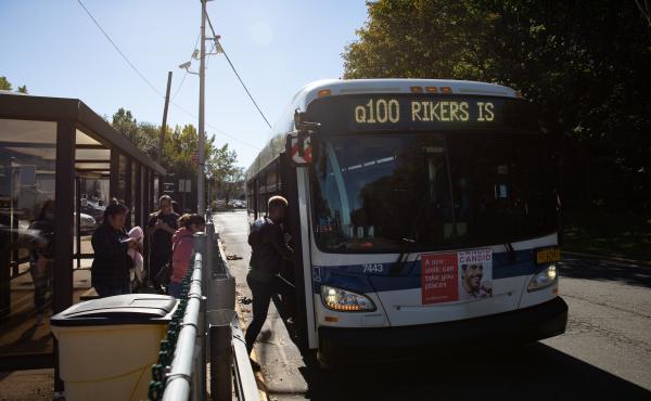 The Q100 bus is one of the only ways to get in and out of Rikers Island, New York's largest correctional facility. During the pandemic, advocates say, the jail has descended into chaos. The Q100 bus is one of the only ways to get in and out of Rikers Island, New York's largest correctional facility. During the pandemic, advocates say, the jail has descended into chaos.