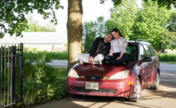 David (Dan Levy) and Stevie (Emily Hampshire) shared a driveway moment in the penultimate episode of Schitt's Creek. David (Dan Levy) and Stevie (Emily Hampshire) shared a driveway moment in the penultimate episode of Schitt's Creek.
