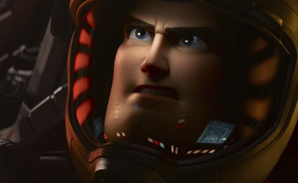 This image released by Disney/Pixar shows character Buzz Lightyear, voiced by Chris Evans, in a scene from the animated film "Lightyear," releasing later this week. This image released by Disney/Pixar shows character Buzz Lightyear, voiced by Chris Evans, in a scene from the animated film "Lightyear," releasing later this week.