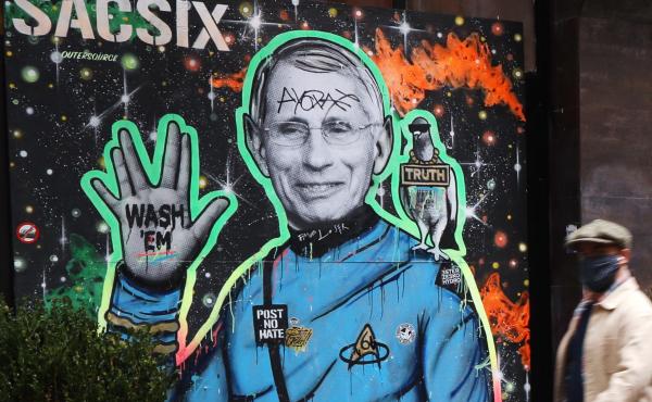 Dr. Anthony Fauci, here depicted in a mural in New York City, is "a proud son of Brooklyn" who is helping the country get through the COVID-19 pandemic, Brooklyn Borough President Eric Adams said. Dr. Anthony Fauci, here depicted in a mural in New York City, is "a proud son of Brooklyn" who is helping the country get through the COVID-19 pandemic, Brooklyn Borough President Eric Adams said.