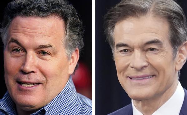 Pennsylvania Republican Senate candidates David McCormick, left, and Mehmet Oz are seen during campaign appearances in May 2022 in Pennsylvania. Pennsylvania Republican Senate candidates David McCormick, left, and Mehmet Oz are seen during campaign appearances in May 2022 in Pennsylvania.