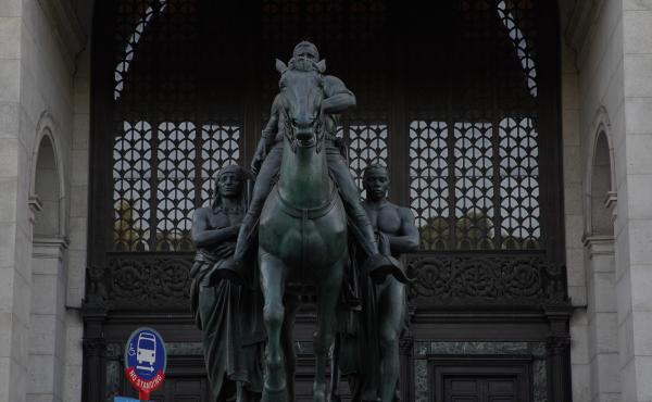 The Equestrian Statue of Theodore Roosevelt in front of the American Museum of Natural History in New York City will be removed at the museum's request. The Equestrian Statue of Theodore Roosevelt in front of the American Museum of Natural History in New York City will be removed at the museum's request.