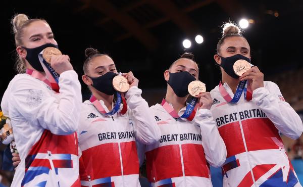 British gymnastics beat out Italy for the Olympic bronze on Tuesday, in a huge upset. The win represents the first team medal for Britain in the sport in nearly a century. British gymnastics beat out Italy for the Olympic bronze on Tuesday, in a huge upset. The win represents the first team medal for Britain in the sport in nearly a century.