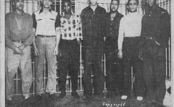 A nearly 70-year-old newspaper clipping about infamous "Martinsville Seven" rape case shows the seven Black men convicted of raping a white woman. They were executed in 1951 after exhausting their appeals. A nearly 70-year-old newspaper clipping about infamous "Martinsville Seven" rape case shows the seven Black men convicted of raping a white woman. They were executed in 1951 after exhausting their appeals.