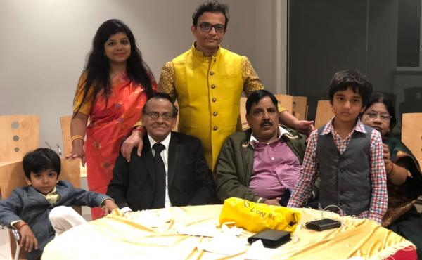 Richa Srivastava (rear left) with her husband, Shalabh Pradhan (rear right), and their two fathers, Sudheer Kumar Pradhan (front left) and Sheo Prakash Srivastava (front right), in an undated family photo. The two family patriarchs died within three days Richa Srivastava (rear left) with her husband, Shalabh Pradhan (rear right), and their two fathers, Sudheer Kumar Pradhan (front left) and Sheo Prakash Srivastava (front right), in an undated family photo. The two family patriarchs died within three days
