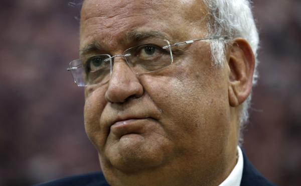 Saeb Erekat, Secretary-General of the Palestine Liberation Organisation and chief Palestinian negotiator, talks to reporters in the West Bank city of Ramallah in March. Erekat is being treated in a Jerusalem hospital after contracting COVID-19. Saeb Erekat, Secretary-General of the Palestine Liberation Organisation and chief Palestinian negotiator, talks to reporters in the West Bank city of Ramallah in March. Erekat is being treated in a Jerusalem hospital after contracting COVID-19.