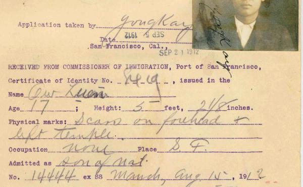 An image of Ow Luen from his file, originally held at the USCIS, now available at the National Archives. An image of Ow Luen from his file, originally held at the USCIS, now available at the National Archives.