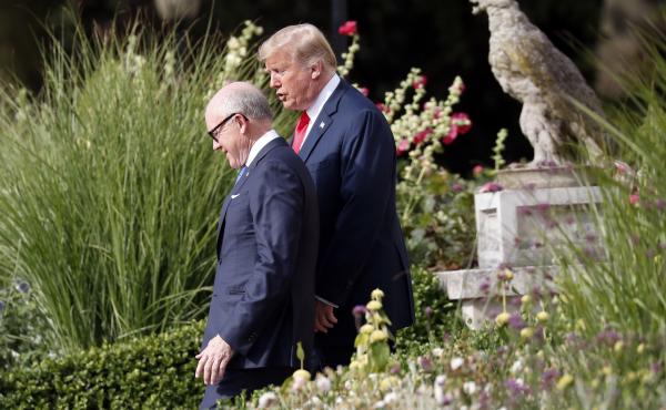 President Trump walks with U.S. Ambassador Robert Wood "Woody" Johnson IV in London in July 2018. President Trump walks with U.S. Ambassador Robert Wood "Woody" Johnson IV in London in July 2018.