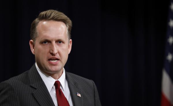 Former acting Assistant Attorney General for Civil Rights John Gore speaks at the Justice Department in 2018 in Washington, D.C. Gore and other Trump administration officials are accused of providing false or misleading statements about the origins of a c Former acting Assistant Attorney General for Civil Rights John Gore speaks at the Justice Department in 2018 in Washington, D.C. Gore and other Trump administration officials are accused of providing false or misleading statements about the origins of a c