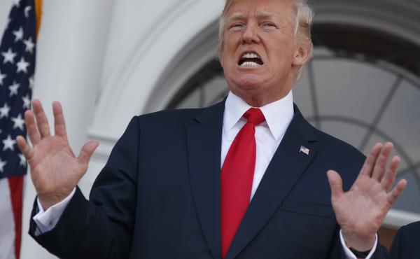 President Trump speaks to reporters before a security briefing at Trump National Golf Club in Bedminster, N.J., on Thursday. President Trump speaks to reporters before a security briefing at Trump National Golf Club in Bedminster, N.J., on Thursday.