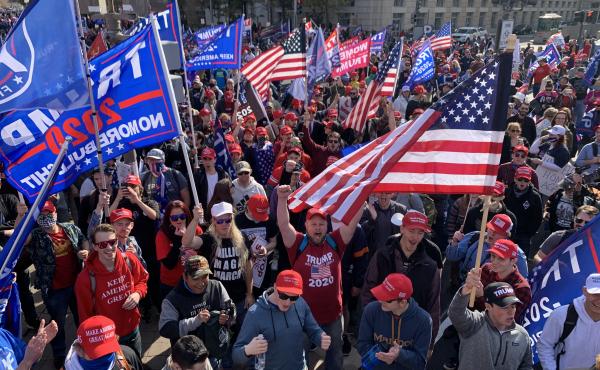 One week after protesters celebrating President Trump's defeat filled the streets of Washington, demonstrators who deny his loss took their place. One week after protesters celebrating President Trump's defeat filled the streets of Washington, demonstrators who deny his loss took their place.