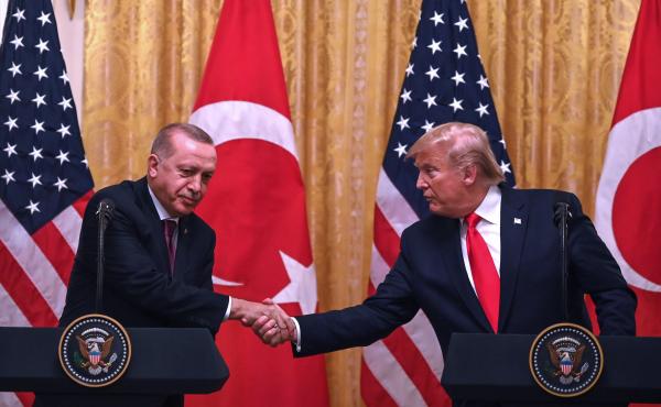 President Trump and Turkey's President Recep Tayyip Erdogan take part in a joint news conference during Erdogan's visit to the White House on Wednesday. President Trump and Turkey's President Recep Tayyip Erdogan take part in a joint news conference during Erdogan's visit to the White House on Wednesday.