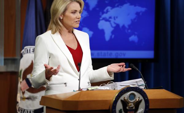 State Department spokeswoman Heather Nauert speaks during a briefing on Aug. 9, 2017. President Trump is expected to announce Friday his nomination of Nauert as the next ambassador to the United Nations. State Department spokeswoman Heather Nauert speaks during a briefing on Aug. 9, 2017. President Trump is expected to announce Friday his nomination of Nauert as the next ambassador to the United Nations.