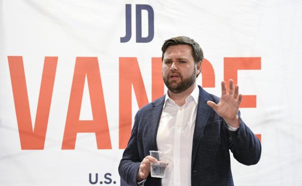 Republican U.S. Senate candidate J.D. Vance speaks with prospective voters on Monday in Troy, Ohio. Republican U.S. Senate candidate J.D. Vance speaks with prospective voters on Monday in Troy, Ohio.