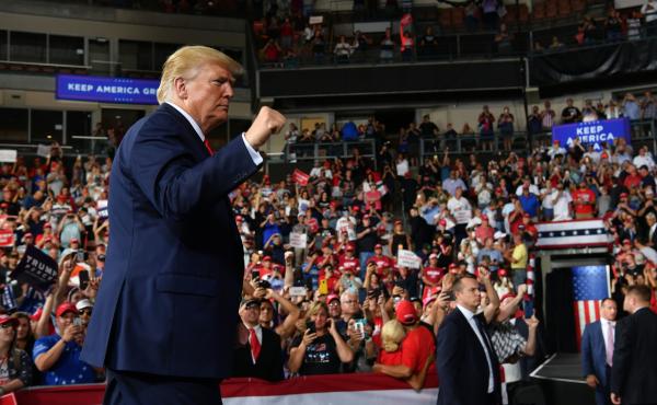 President Trump walks off stage after a campaign rally at the SNHU Arena in Manchester, N.H., last month. President Trump walks off stage after a campaign rally at the SNHU Arena in Manchester, N.H., last month.