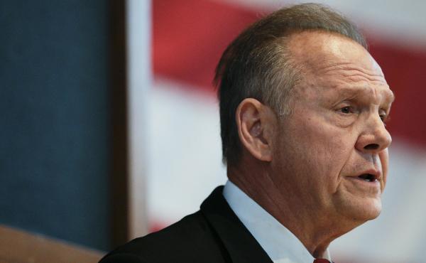 Former Alabama Chief Justice and U.S. Senate candidate Roy Moore debates with Sen. Luther Strange in Montgomery, Ala., on Sept. 21. Former Alabama Chief Justice and U.S. Senate candidate Roy Moore debates with Sen. Luther Strange in Montgomery, Ala., on Sept. 21.