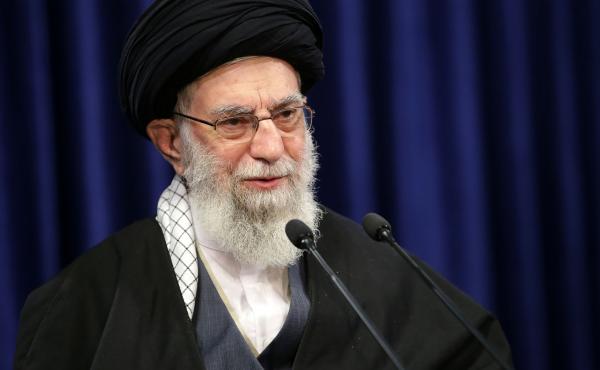 Iranian Supreme Leader Ayatollah Ali Khamenei on Jan. 8. A Twitter account believed to be linked to Khamenei was permanently banned Friday after posting a threatening image involving former President Donald Trump. Twitter told The Associated Press the acc Iranian Supreme Leader Ayatollah Ali Khamenei on Jan. 8. A Twitter account believed to be linked to Khamenei was permanently banned Friday after posting a threatening image involving former President Donald Trump. Twitter told The Associated Press the acc