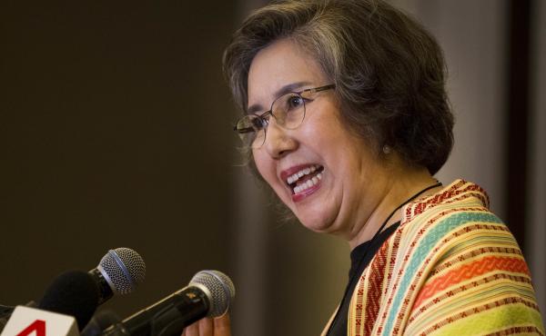 Yanghee Lee, U.N. human rights special rapporteur to Myanmar, talks to journalists during a news briefing in Yangon, Myanmar, in July. Yanghee Lee, U.N. human rights special rapporteur to Myanmar, talks to journalists during a news briefing in Yangon, Myanmar, in July.