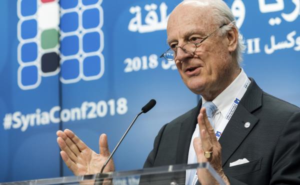 U.N. Special Envoy for Syria Staffan de Mistura, shown here at a conference in April, says he will leave his post the last week of November. U.N. Special Envoy for Syria Staffan de Mistura, shown here at a conference in April, says he will leave his post the last week of November.