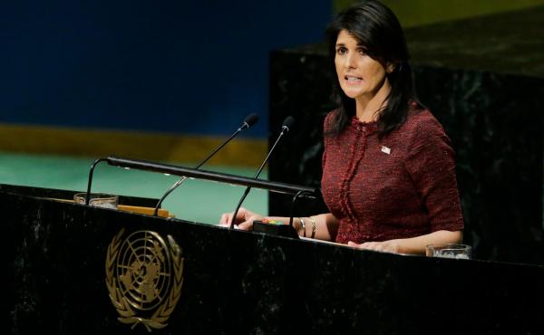 U.S. Ambassador to the U.N. Nikki Haley told the General Assembly on Thursday: "To its shame, the United Nations has long been a hostile place for the state of Israel." U.S. Ambassador to the U.N. Nikki Haley told the General Assembly on Thursday: "To its shame, the United Nations has long been a hostile place for the state of Israel."