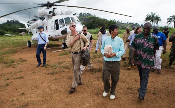 Anthony Banbury (second from left) just completed his final tour of West Africa before stepping down as the head of U.N.'s Ebola mission. Anthony Banbury (second from left) just completed his final tour of West Africa before stepping down as the head of U.N.'s Ebola mission.