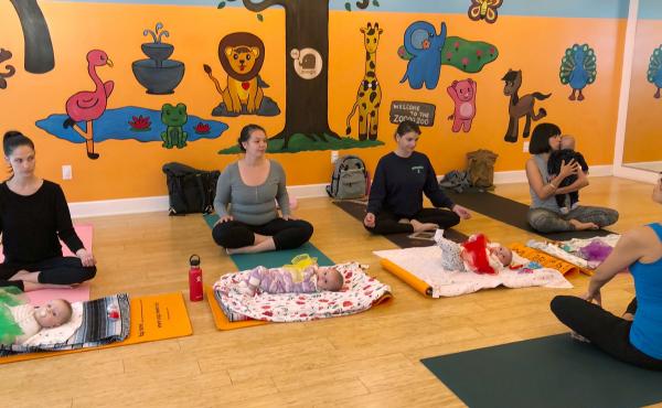 In 2018, U.S. birthrates fell for nearly all racial and age groups, the CDC says. Here, mothers and babies attend a yoga class in Culver City, Calif., in March. In 2018, U.S. birthrates fell for nearly all racial and age groups, the CDC says. Here, mothers and babies attend a yoga class in Culver City, Calif., in March.