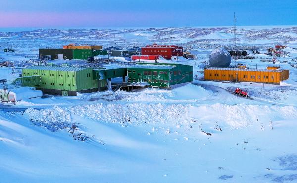 The Australian expeditioner was evacuated from Davis research station, shown here, due to a medical condition. The Australian expeditioner was evacuated from Davis research station, shown here, due to a medical condition.