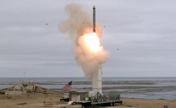This photo released by the U.S. Defense Department shows the launch of a conventionally configured ground-launched cruise missile at San Nicolas Island, Calif., on Sunday. This photo released by the U.S. Defense Department shows the launch of a conventionally configured ground-launched cruise missile at San Nicolas Island, Calif., on Sunday.