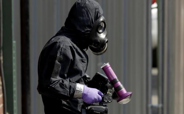 A specialist team member in a police protective suit in Salisbury, England, last month. British police scoured sections of Salisbury and Amesbury in southwest England, searching for a container feared to be contaminated with traces of the deadly nerve age A specialist team member in a police protective suit in Salisbury, England, last month. British police scoured sections of Salisbury and Amesbury in southwest England, searching for a container feared to be contaminated with traces of the deadly nerve age