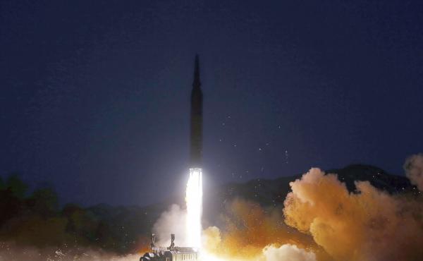 This photo provided by the North Korean government shows what it says a test launch of a hypersonic missile on Tuesday in North Korea. This photo provided by the North Korean government shows what it says a test launch of a hypersonic missile on Tuesday in North Korea.