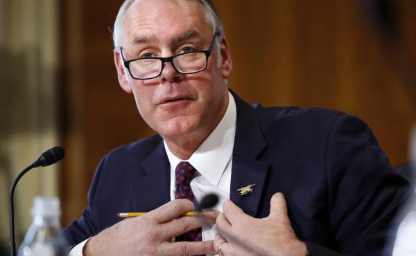 Former Interior Secretary Ryan Zinke testifies before the Senate Committee on Energy and Natural Resources during a committee hearing on the President's Budget Request for Fiscal Year 2019, Tuesday, March 13, 2018, on Capitol Hill in Washington. Former Interior Secretary Ryan Zinke testifies before the Senate Committee on Energy and Natural Resources during a committee hearing on the President's Budget Request for Fiscal Year 2019, Tuesday, March 13, 2018, on Capitol Hill in Washington.