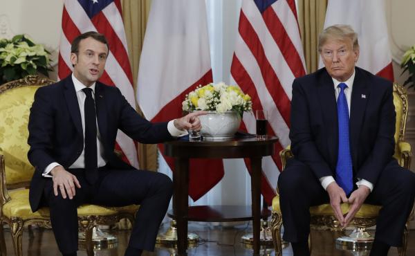 President Trump meets French President Emmanuel Macron at Winfield House, on Tuesday, during the NATO summit in London. President Trump meets French President Emmanuel Macron at Winfield House, on Tuesday, during the NATO summit in London.