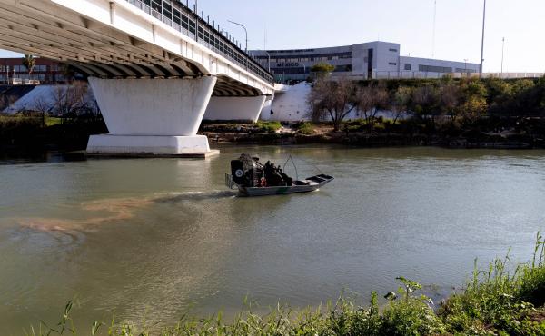 An airboat from the South Border Patrol Station in Laredo, Texas, leaves to patrol the Rio Grande River near the Laredo checkpoint. An airboat from the South Border Patrol Station in Laredo, Texas, leaves to patrol the Rio Grande River near the Laredo checkpoint.