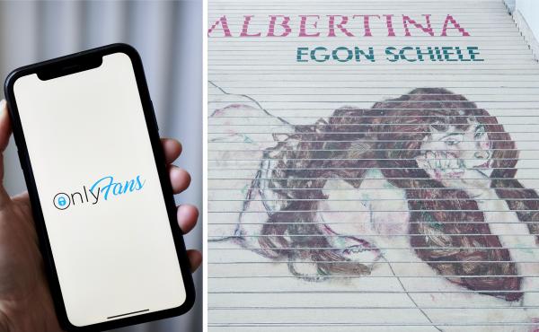 Left: OnlyFans is hosting some of Vienna's nude artwork. Right: A painting is seen on the stairway of the famous Albertina art museum. Left: OnlyFans is hosting some of Vienna's nude artwork. Right: A painting is seen on the stairway of the famous Albertina art museum.