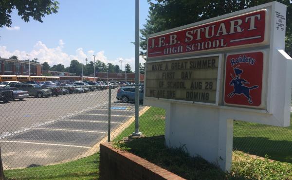 The sign for J.E.B. Stuart High School in Falls Church, Va., named after the slaveholding Confederate general, photographed in 2017. The name was changed to Justice High School two years ago. The sign for J.E.B. Stuart High School in Falls Church, Va., named after the slaveholding Confederate general, photographed in 2017. The name was changed to Justice High School two years ago.