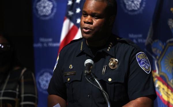 Former Rochester, N.Y., Police Chief La'Ron Singletary, pictured at a press conference in September, was terminated from the department later that month. He will be deposed by members of the Rochester City Council investigating the death of Daniel Prude i Former Rochester, N.Y., Police Chief La'Ron Singletary, pictured at a press conference in September, was terminated from the department later that month. He will be deposed by members of the Rochester City Council investigating the death of Daniel Prude i
