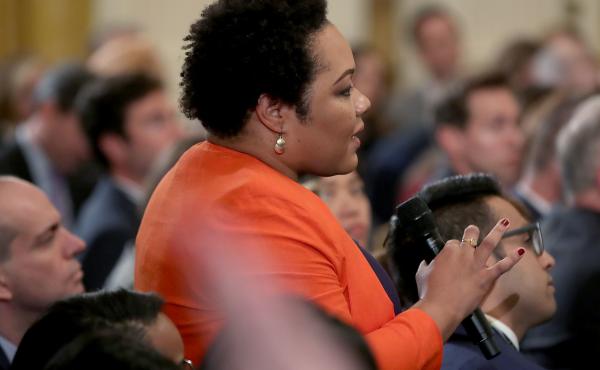 Yamiche Alcindor on Nov. 7, 2018, at the White House. Yamiche Alcindor on Nov. 7, 2018, at the White House.