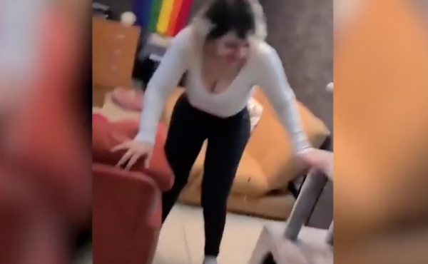 This video shows startled occupants of an apartment rush to steady themselves. This video shows startled occupants of an apartment rush to steady themselves.