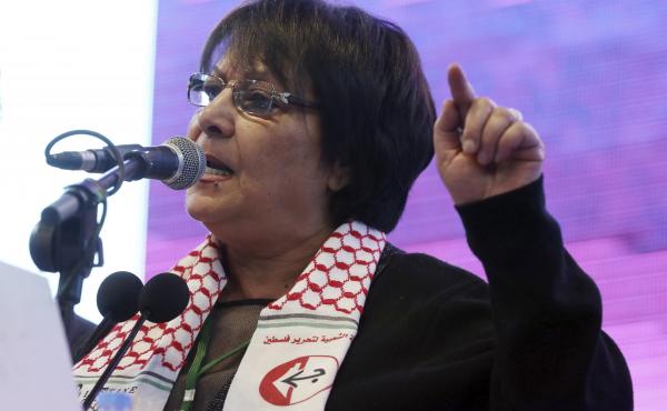 Leila Khaled, an activist and prominent member of the Popular Front for the Liberation of Palestine, speaks during an event in February 2018. Leila Khaled, an activist and prominent member of the Popular Front for the Liberation of Palestine, speaks during an event in February 2018.