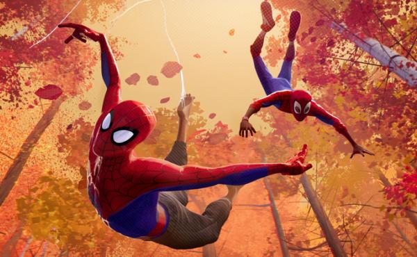 Listen, bud: Peter Parker (voiced by Jake Johnson) and Miles Morales (voiced by Shameik Moore) swing into action in Spider-Man: Into the Spider-Verse. Listen, bud: Peter Parker (voiced by Jake Johnson) and Miles Morales (voiced by Shameik Moore) swing into action in Spider-Man: Into the Spider-Verse.