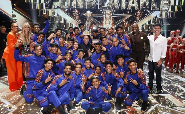 V Unbeatable, the dance troup from Mumbia that won the top prize on America's Got Talent: The Champions this year, are pictured with (left to right) Alesha Dixon, Heidi Klum, Howie Mandel, Terry Crews and Simon Cowell. V Unbeatable, the dance troup from Mumbia that won the top prize on America's Got Talent: The Champions this year, are pictured with (left to right) Alesha Dixon, Heidi Klum, Howie Mandel, Terry Crews and Simon Cowell.