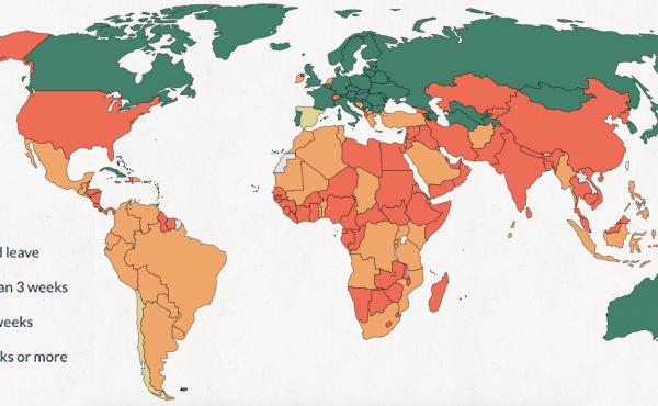 World map of paternity leave. World map of paternity leave.