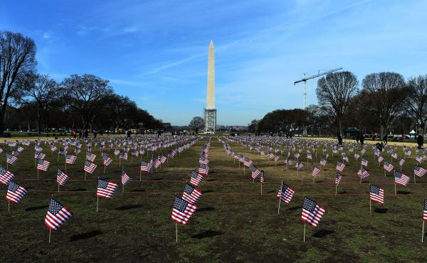 Some 1,892 American flags are installed on the National Mall in Washington, DC in 2014. The Iraq and Afghanistan veterans installed the flags to represent the 1,892 veterans and service members who committed suicide this year as part of the "We've Got You Some 1,892 American flags are installed on the National Mall in Washington, DC in 2014. The Iraq and Afghanistan veterans installed the flags to represent the 1,892 veterans and service members who committed suicide this year as part of the "We've Got You