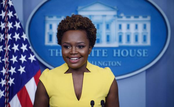 White House Deputy Press Secretary Karine Jean-Pierre arrives for a press briefing in the Brady Briefing Room of the White House in Washington, DC on May 26, 2021. White House Deputy Press Secretary Karine Jean-Pierre arrives for a press briefing in the Brady Briefing Room of the White House in Washington, DC on May 26, 2021.