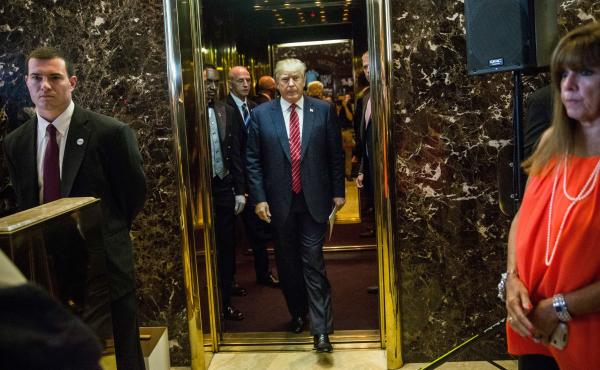 Donald Trump leaves an elevator at Trump Tower in New York City, just prior to delivering a speech in September that outlined his plan for tax reform. Donald Trump leaves an elevator at Trump Tower in New York City, just prior to delivering a speech in September that outlined his plan for tax reform.