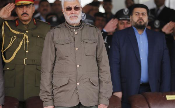 In this 2016 file photo, Abu Mahdi al-Muhandis, center, attends a ceremony marking Police Day in Baghdad, Iraq. Al-Muhandis was killed in a drone strike early Friday. In this 2016 file photo, Abu Mahdi al-Muhandis, center, attends a ceremony marking Police Day in Baghdad, Iraq. Al-Muhandis was killed in a drone strike early Friday.