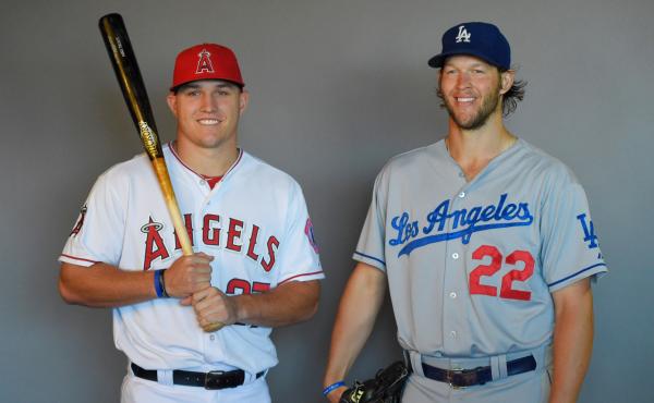 Mike Trout and Los Angeles Angels have been named favorites to reach the World Series, as have Clayton Kershaw and the Los Angeles Dodgers. They're seen here when the two teams played in August. Mike Trout and Los Angeles Angels have been named favorites to reach the World Series, as have Clayton Kershaw and the Los Angeles Dodgers. They're seen here when the two teams played in August.