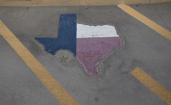 A map of Texas is displayed on a parking spot at the Old Glory Memorial in El Paso, Texas, last year. A map of Texas is displayed on a parking spot at the Old Glory Memorial in El Paso, Texas, last year.